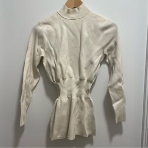 Cinched waist mock neck sweater